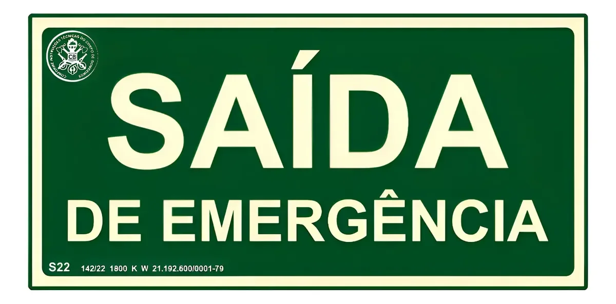 Placa Fotoluminescente Bombeiro Saída Emergência 15x30