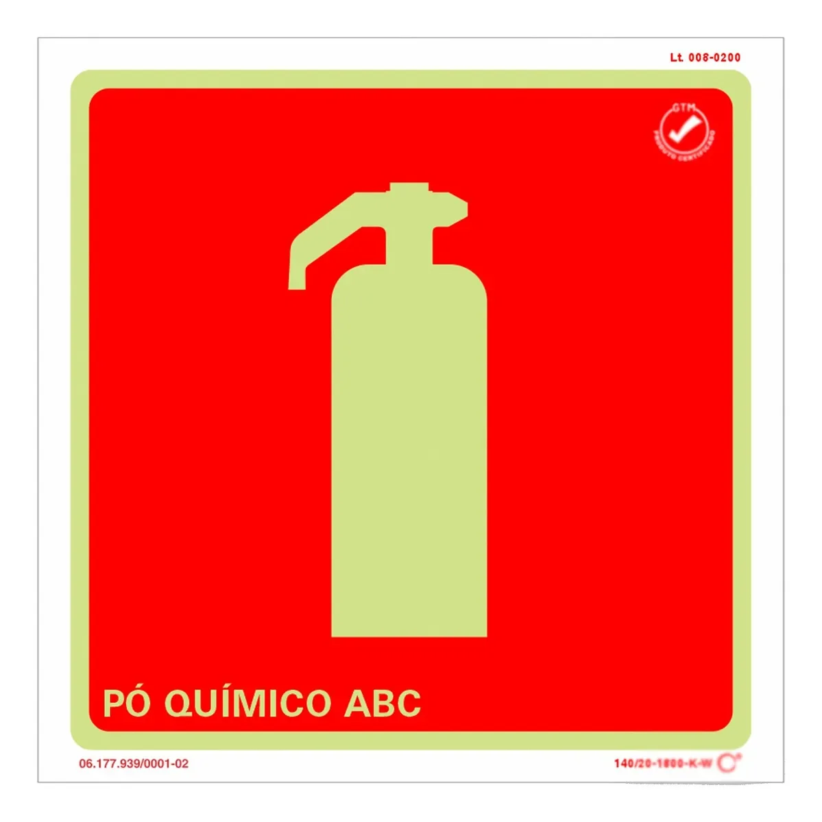 placa extintor pó químico fotoluminescente Placa Extintor Pó Químico Fotoluminescente ABNT em imagem principal Visual Sete - imagem 2