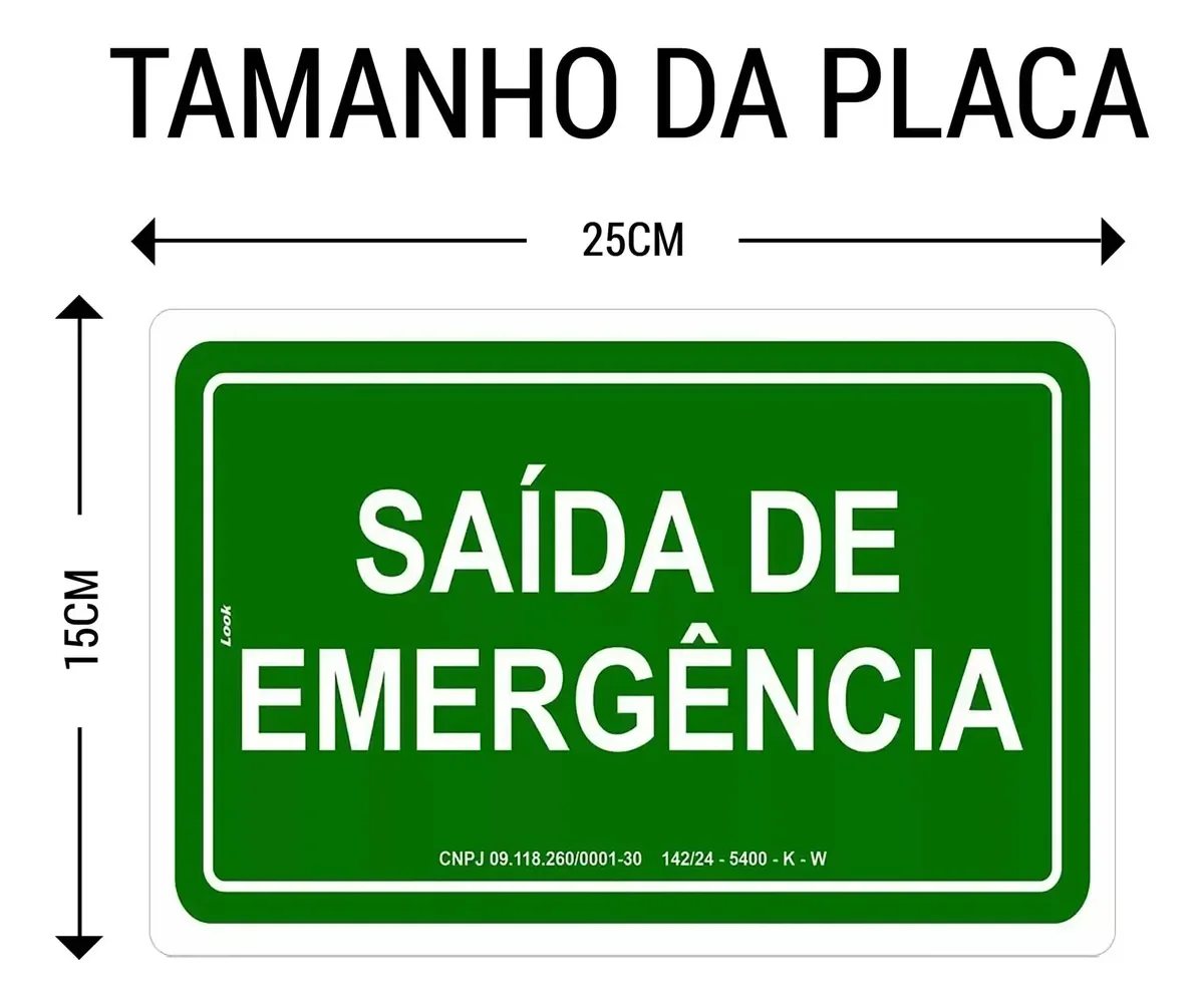placa saída de emergência fotoluminescente Placa Saída de Emergência Fotoluminescente 15x25 cm em imagem principal Visual Sete - imagem 4