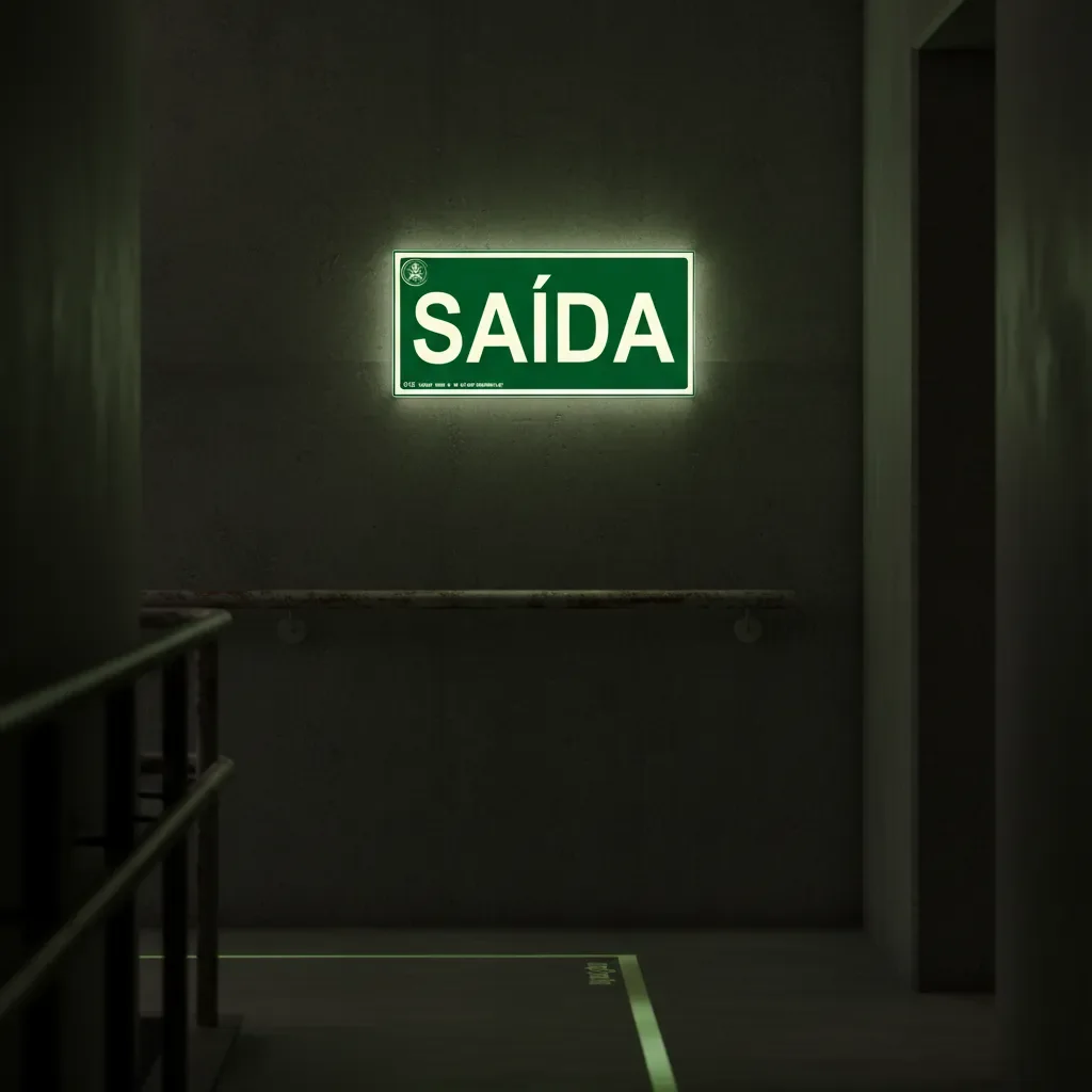 Placa Fotoluminescente Saída de Emergência e Rota de Fuga