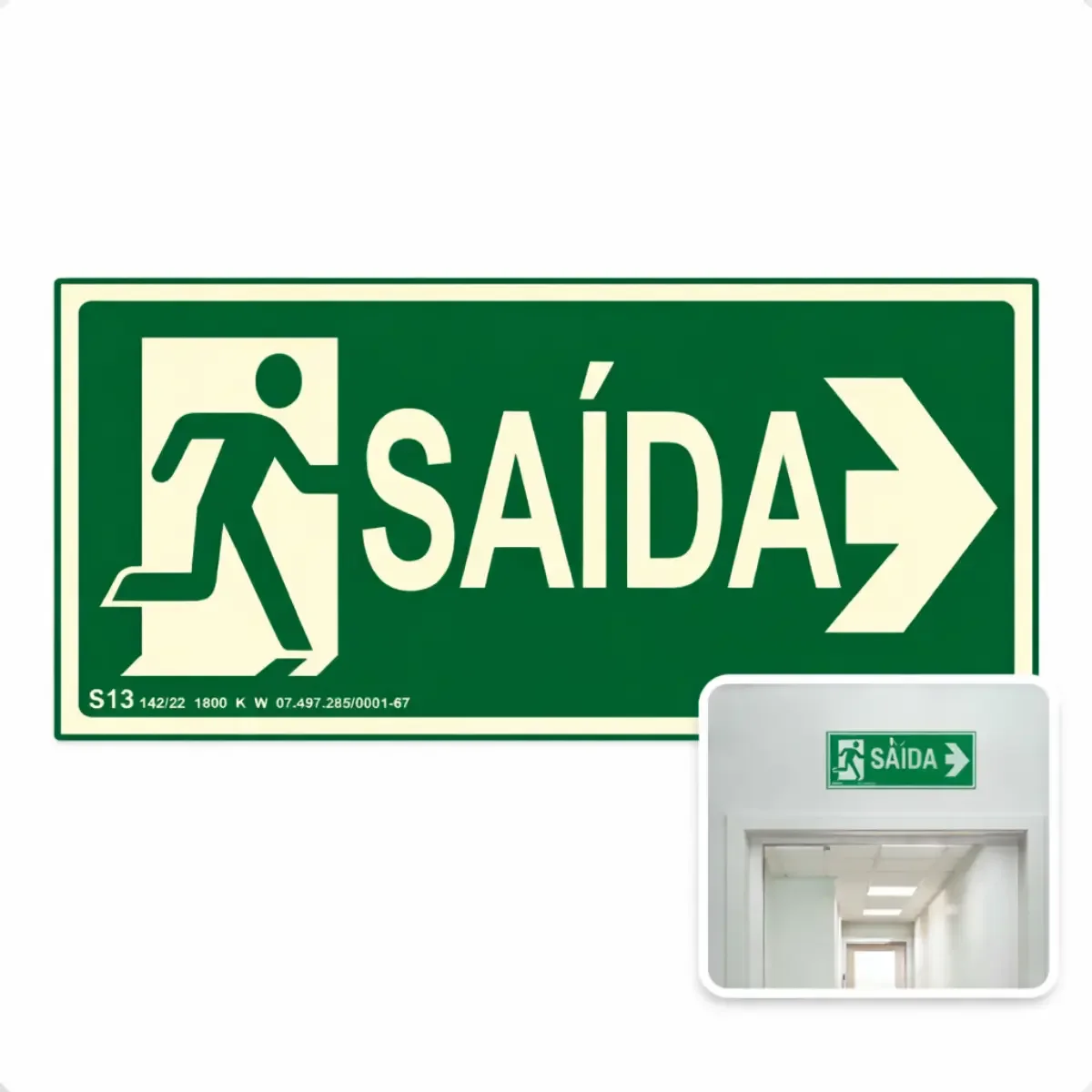 placa fotoluminescente saída direita S13 rota de fuga da Visual Sete - imagem 2