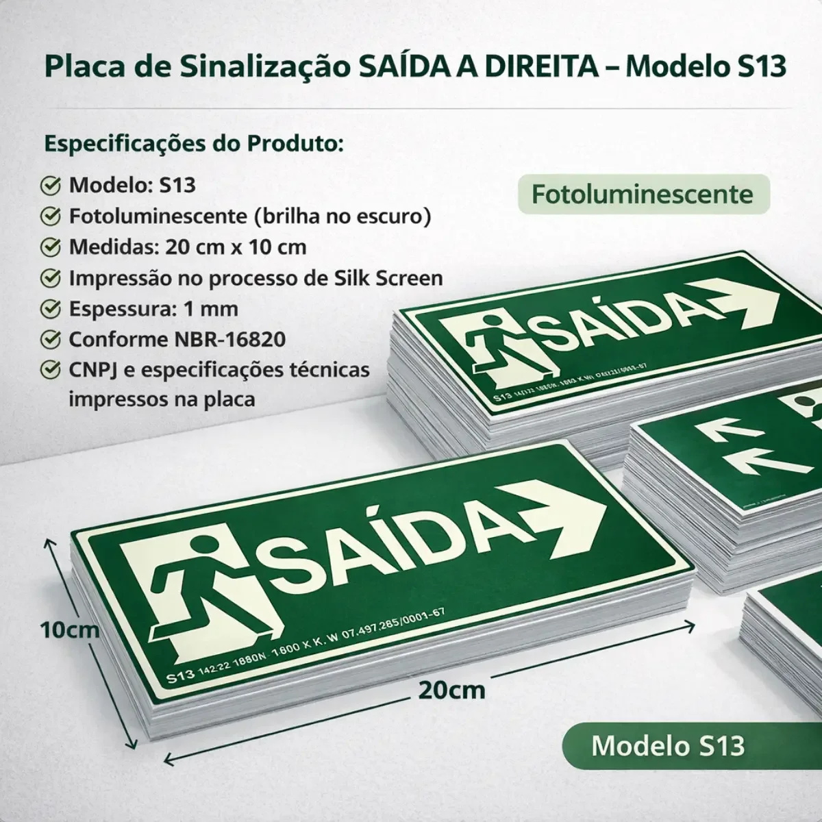 placa fotoluminescente saída direita S13 rota de fuga da Visual Sete - imagem 4