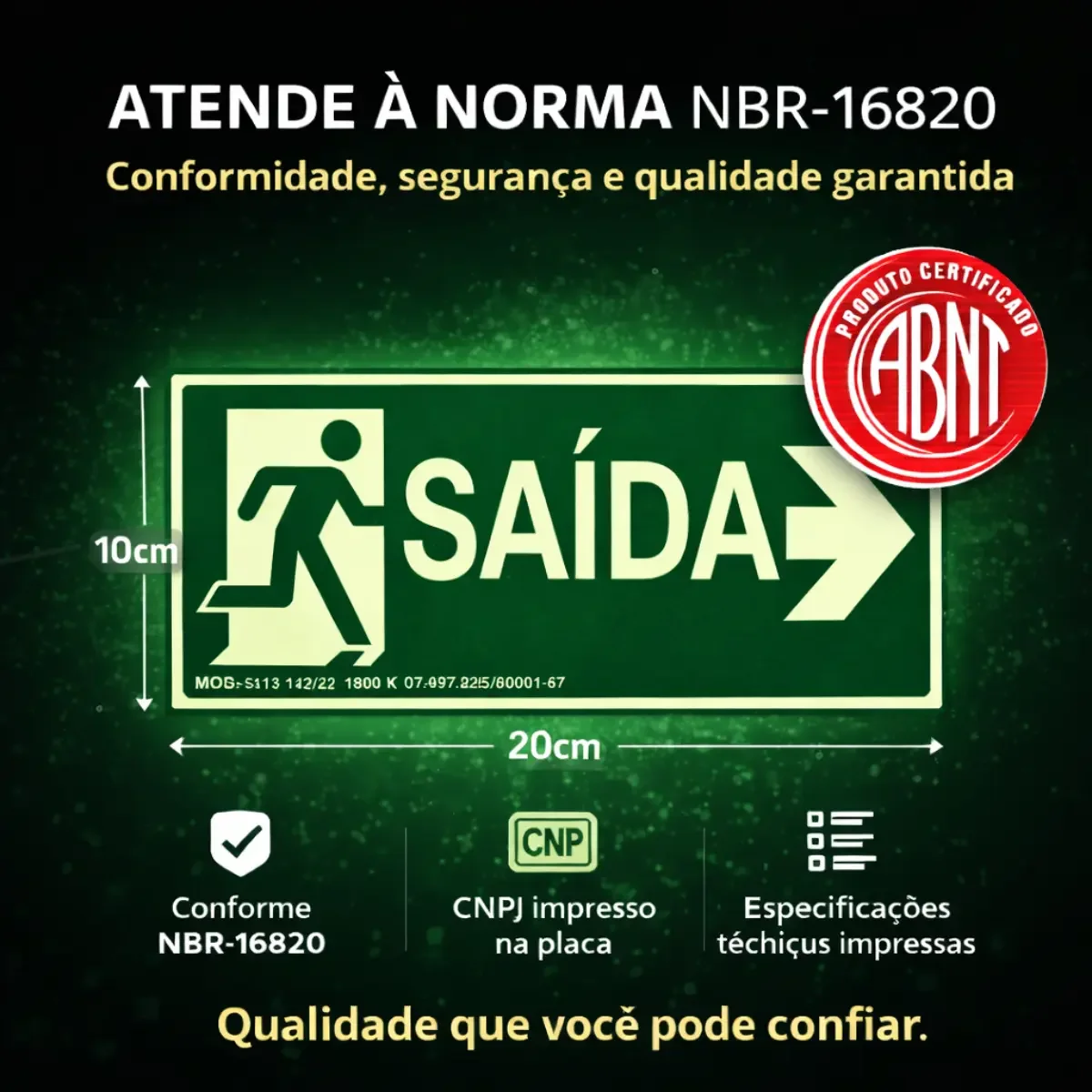 placa fotoluminescente saída direita S13 rota de fuga da Visual Sete - imagem 5