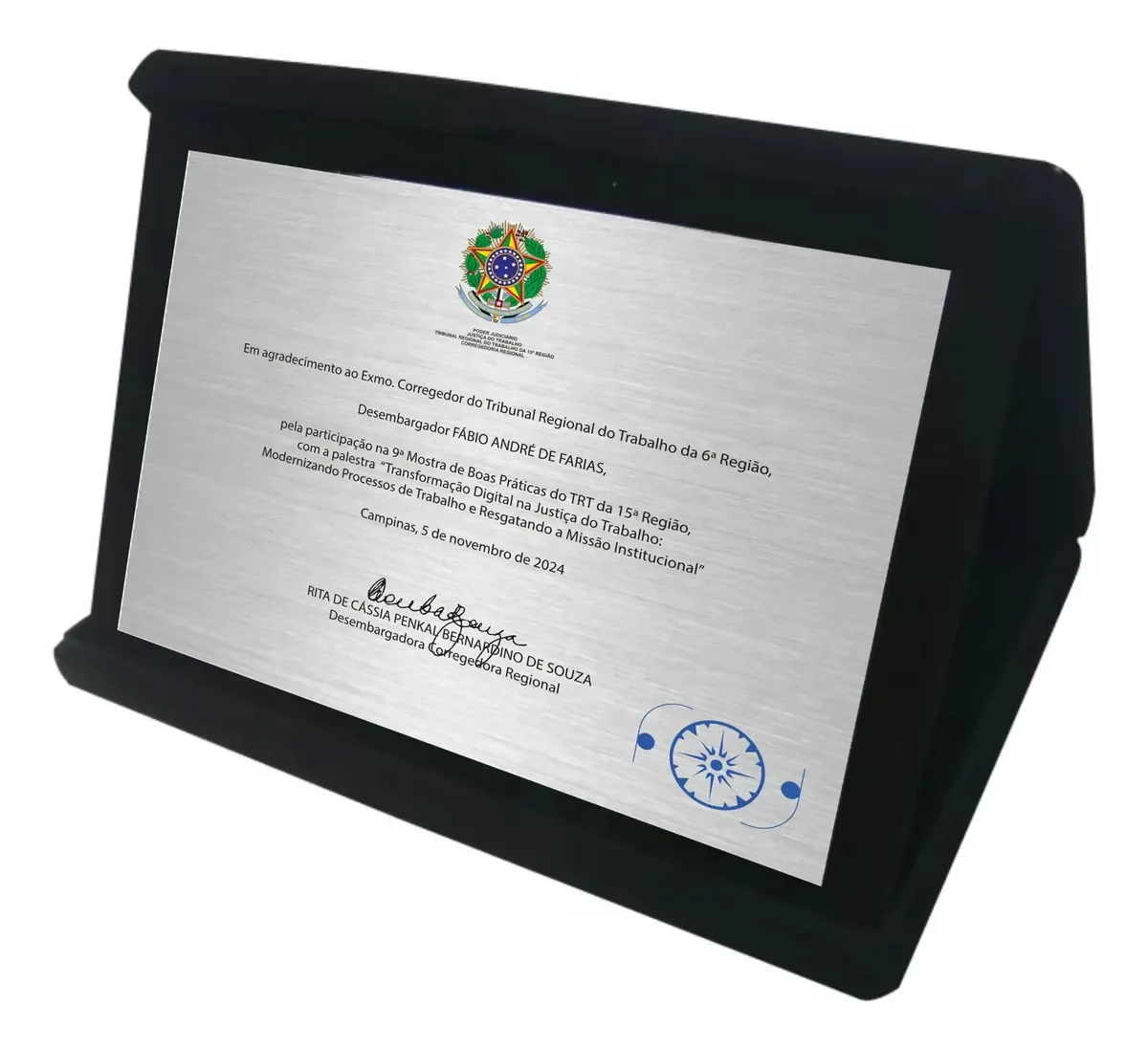 Placa de Homenagem e Formatura em Inox com Estojo