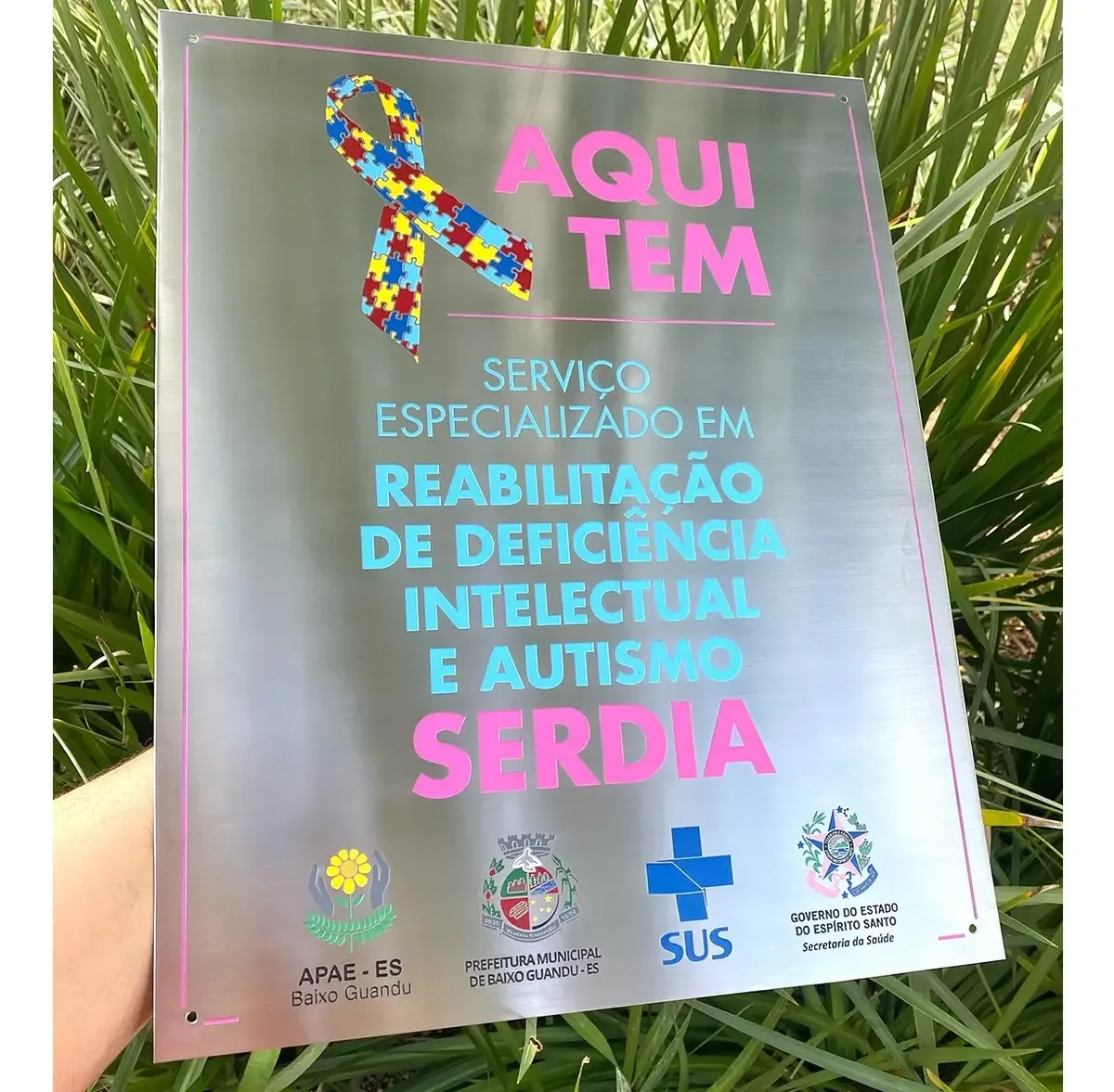Placa de inauguração em aço inox baixo relevo 70x50 cm - imagem 6