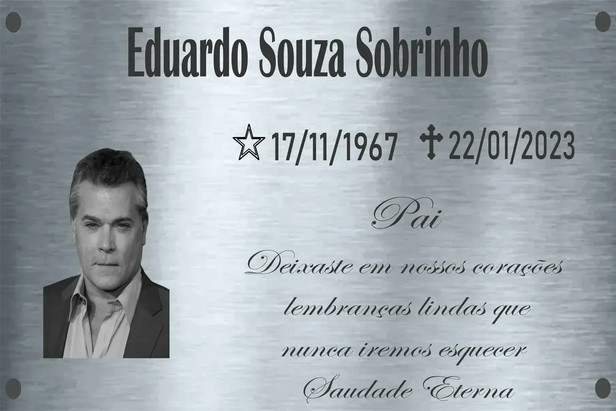 placa para lápide em aço inox 60x40 cm com foto e dados personalizados - imagem 2
