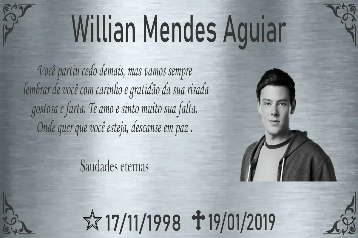 placa para lápide em aço inox 60x40 cm com foto e dados personalizados - imagem 3