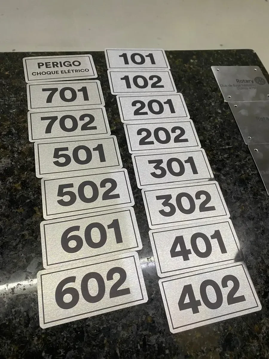 Placa Número para Porta de Apartamento em Inox 10x5 cm - Placas para Porta Visual Sete - imagem 3