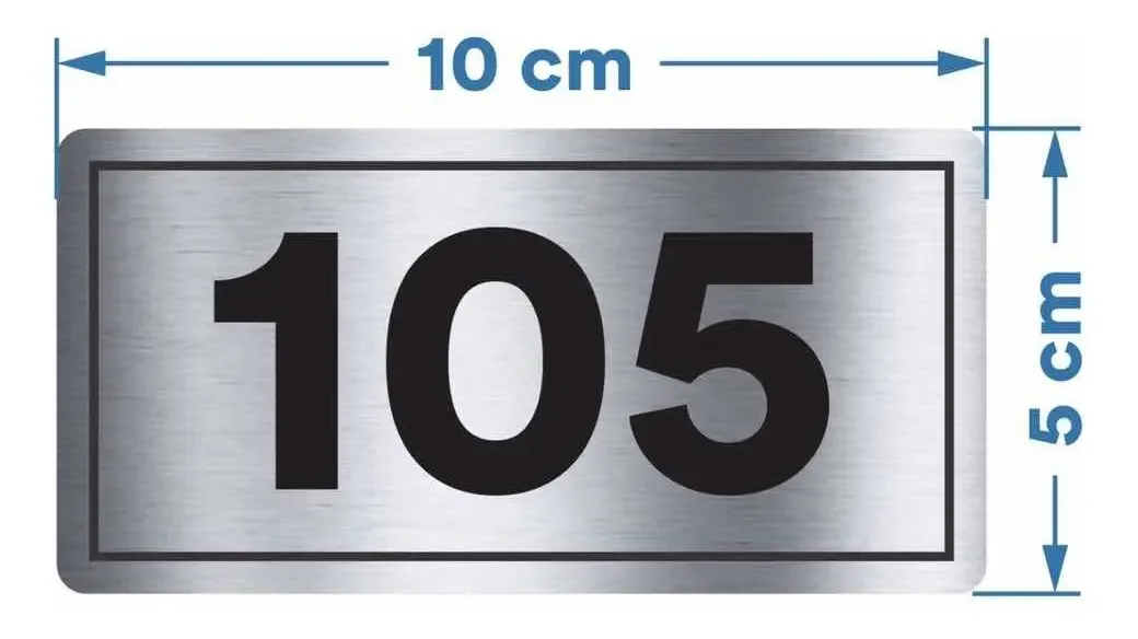 Placa Número para Porta de Apartamento em Inox 10x5 cm - Placas para Porta Visual Sete - imagem 5