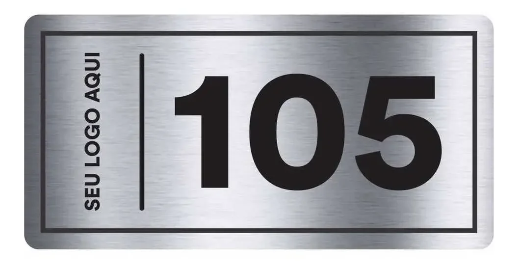 Placa Número para Porta de Apartamento em Inox 10x5 cm - Placas para Porta Visual Sete - imagem 6