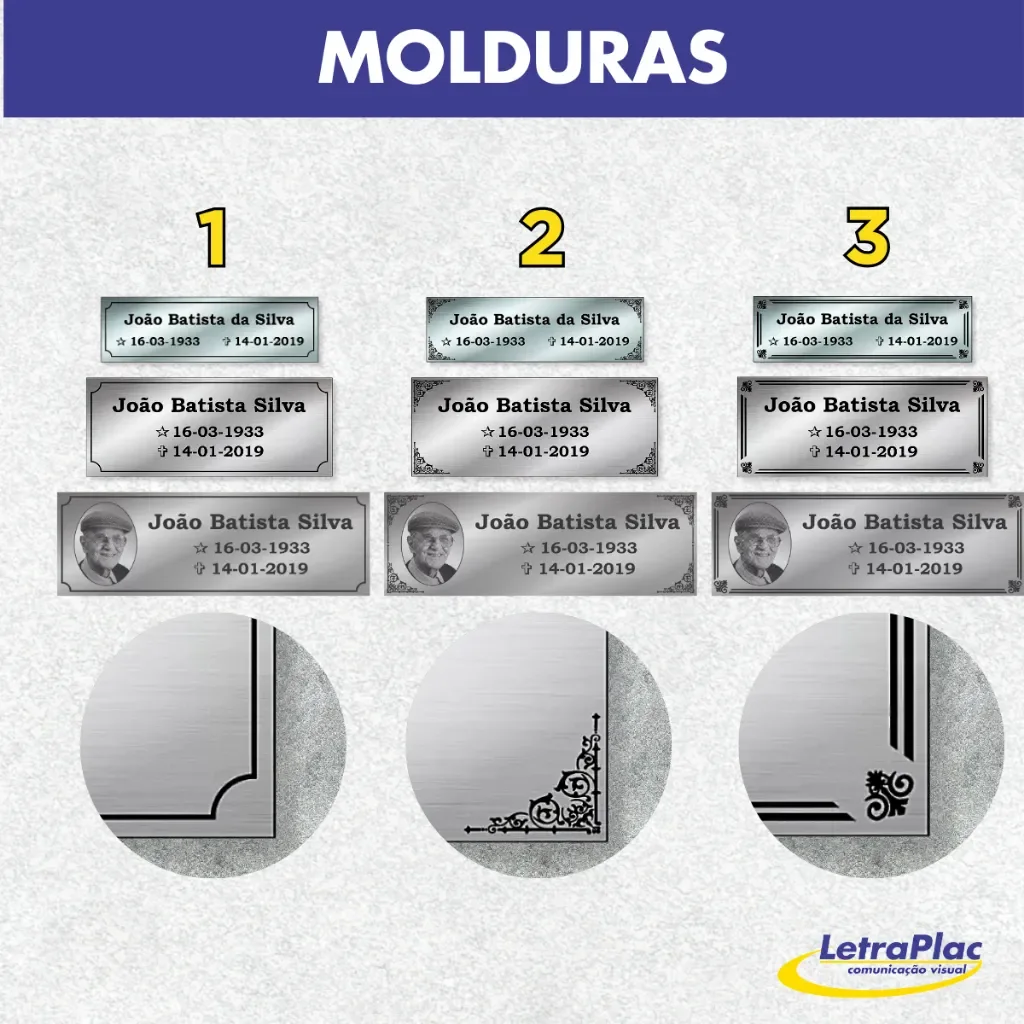placa para túmulo em aço inox personalizada Placa para Lápide e Jazigo em Aço Inox 25x10 cm - imagem 2