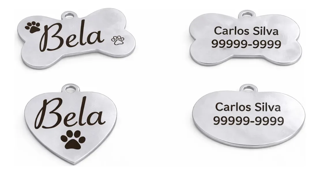 placa pet inox personalizada com nome e telefone para cachorro ou gato - imagem 4