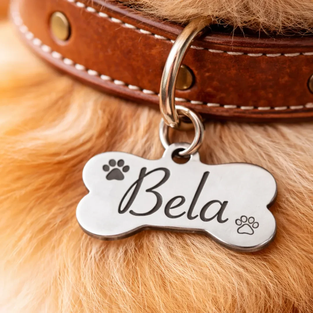 placa pet inox personalizada com nome e telefone para cachorro ou gato - imagem 5