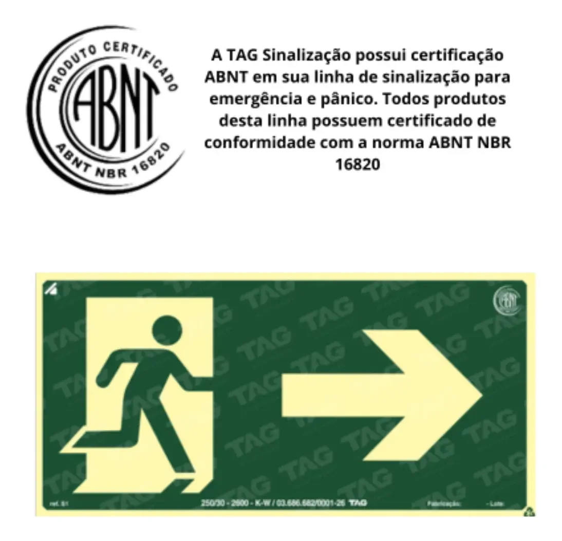 placa PVC fotoluminescente saída direita S1 12x24 cm da Visual Sete - imagem 2