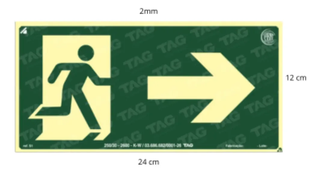 placa PVC fotoluminescente saída direita S1 12x24 cm da Visual Sete - imagem 3