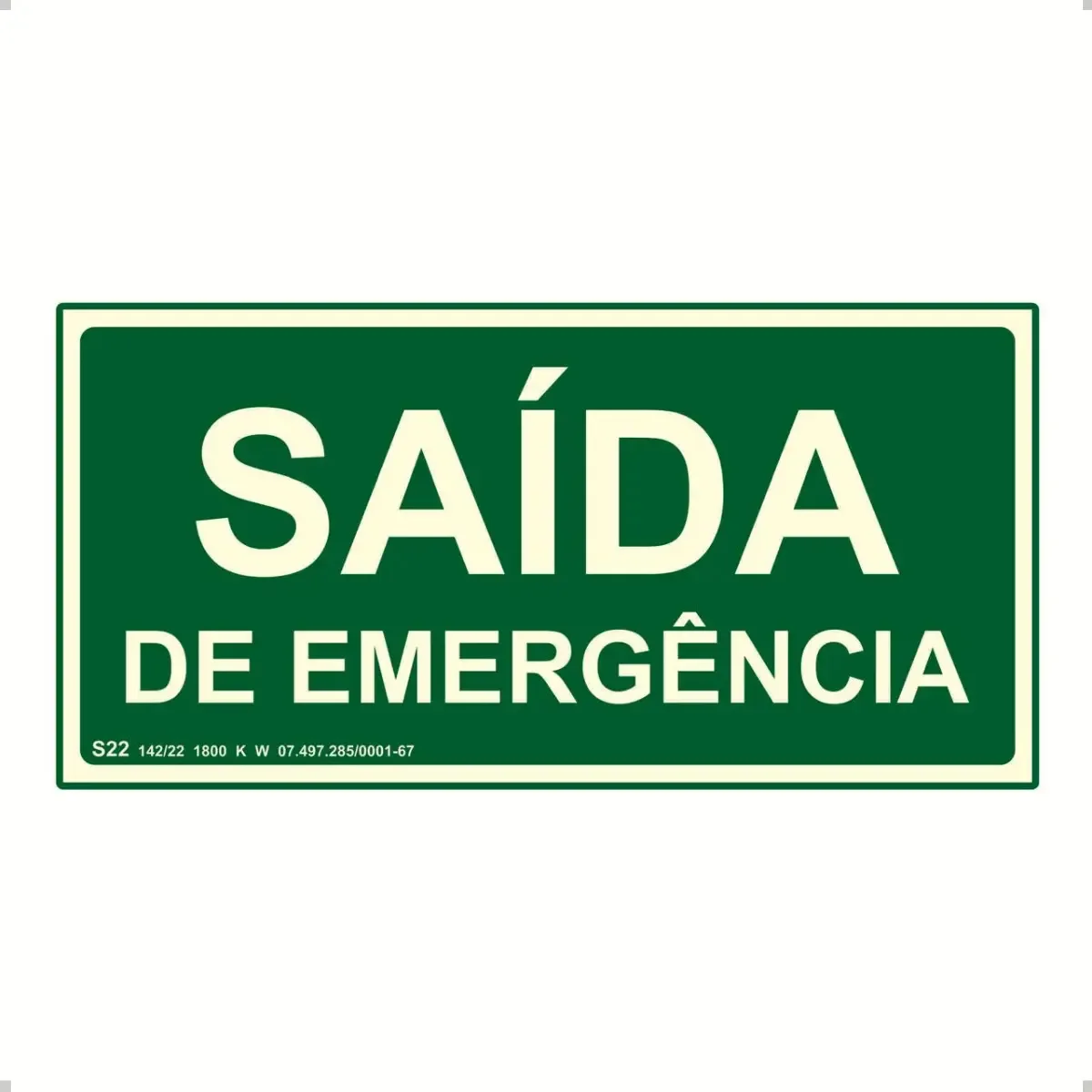 Placa Saída de Emergência S22 Fotoluminescente Verde