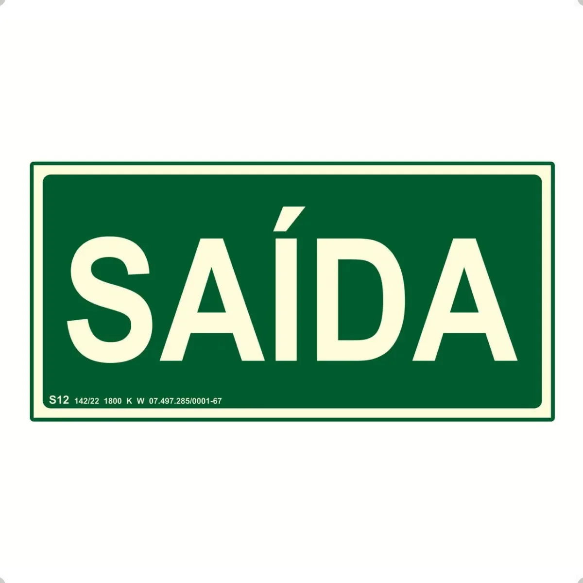 Placa Saída S12 Fotoluminescente 20x10 NBR Verde