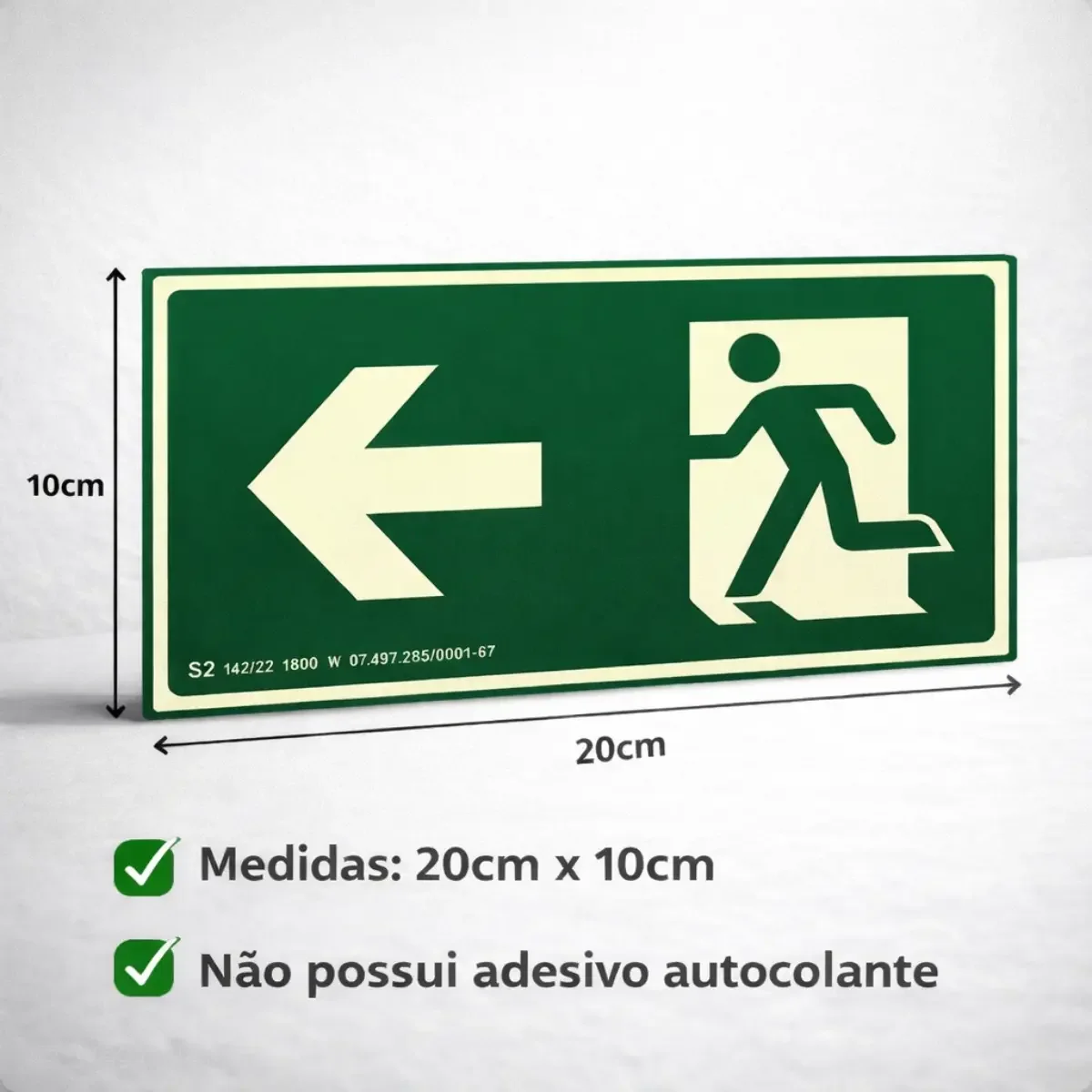 placa rota de fuga seta esquerda Placa Rota de Fuga Seta Esquerda Fotoluminescente S2 em imagem principal Visual Sete - imagem 4