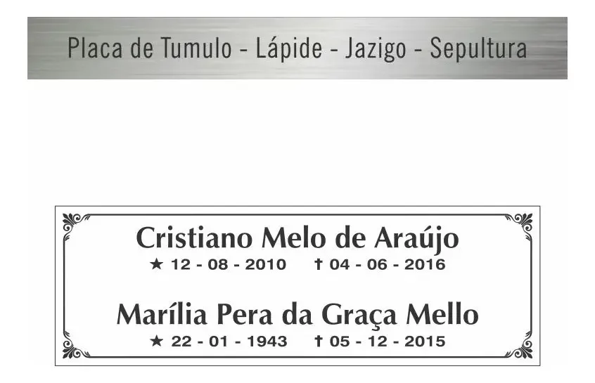 placa para túmulo em aço inox personalizada Placa para Túmulo em Aço Inox 30x10 cm com Foto - imagem 2