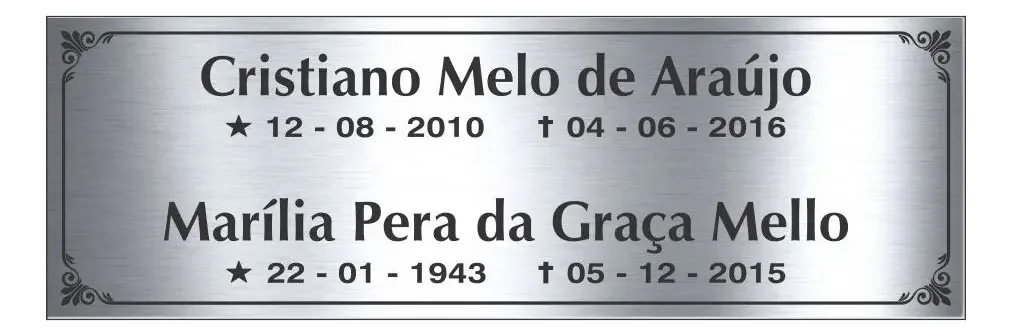 Placa para Túmulo em Aço Inox 30x10 cm com Foto