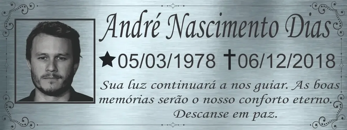 placa para túmulo em aço inox personalizada Placa para Túmulo em Aço Inox 8x20 cm - imagem 2