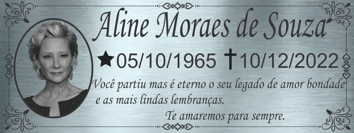 placa para túmulo em aço inox personalizada Placa para Túmulo em Aço Inox 8x20 cm - imagem 3