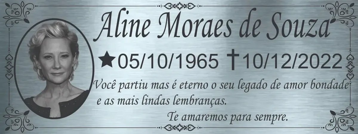 placa para túmulo em aço inox personalizada Placa para Túmulo em Aço Inox 20x8 cm - imagem 2