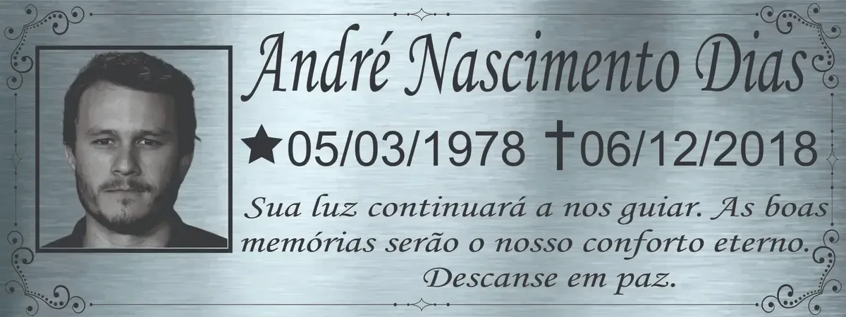 Placa para Túmulo em Aço Inox 20x8 cm