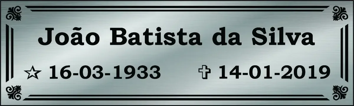 placa para túmulo em aço inox personalizada Placa para Túmulo em Aço Inox 20x6 cm - imagem 3
