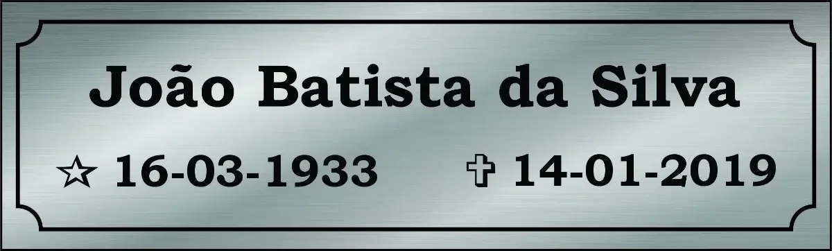 Placa para Túmulo em Aço Inox 20x6 cm