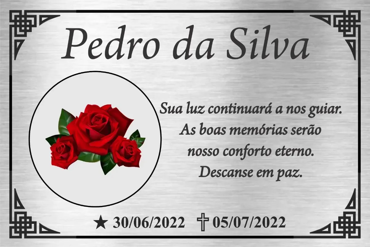 placa para túmulo em aço inox 30x20 cm colorida com foto personalizada - imagem 2
