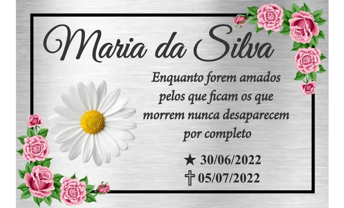 placa para túmulo em aço inox 30x20 cm colorida com foto personalizada - imagem 5