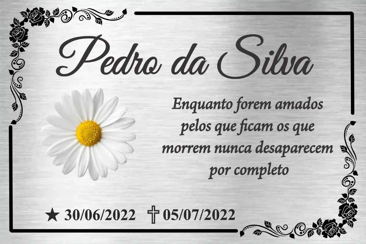 Placa para Túmulo em Aço Inox 30x20 cm Colorida