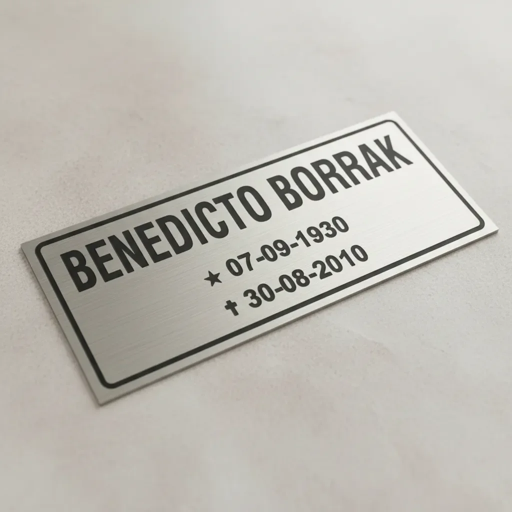 Placa para Túmulo em Aço Inox 25x10 cm Personalizada
