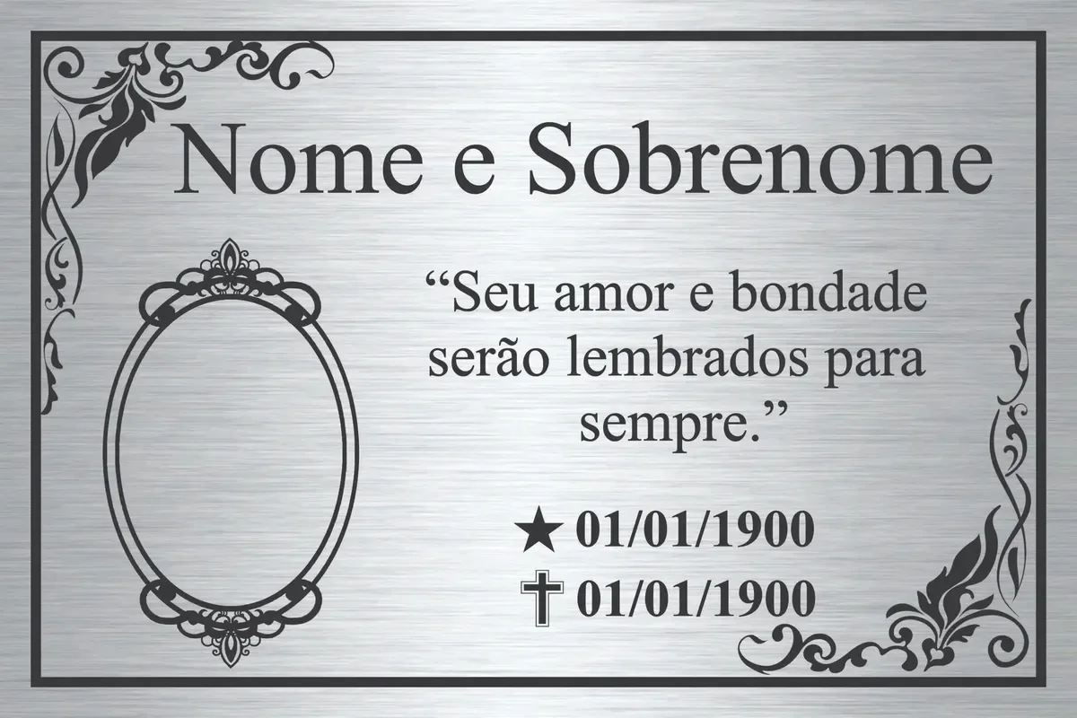 placa para túmulo em aço inox personalizada Placa para Túmulo e Lápide em Aço Inox 50x20 cm - imagem 4