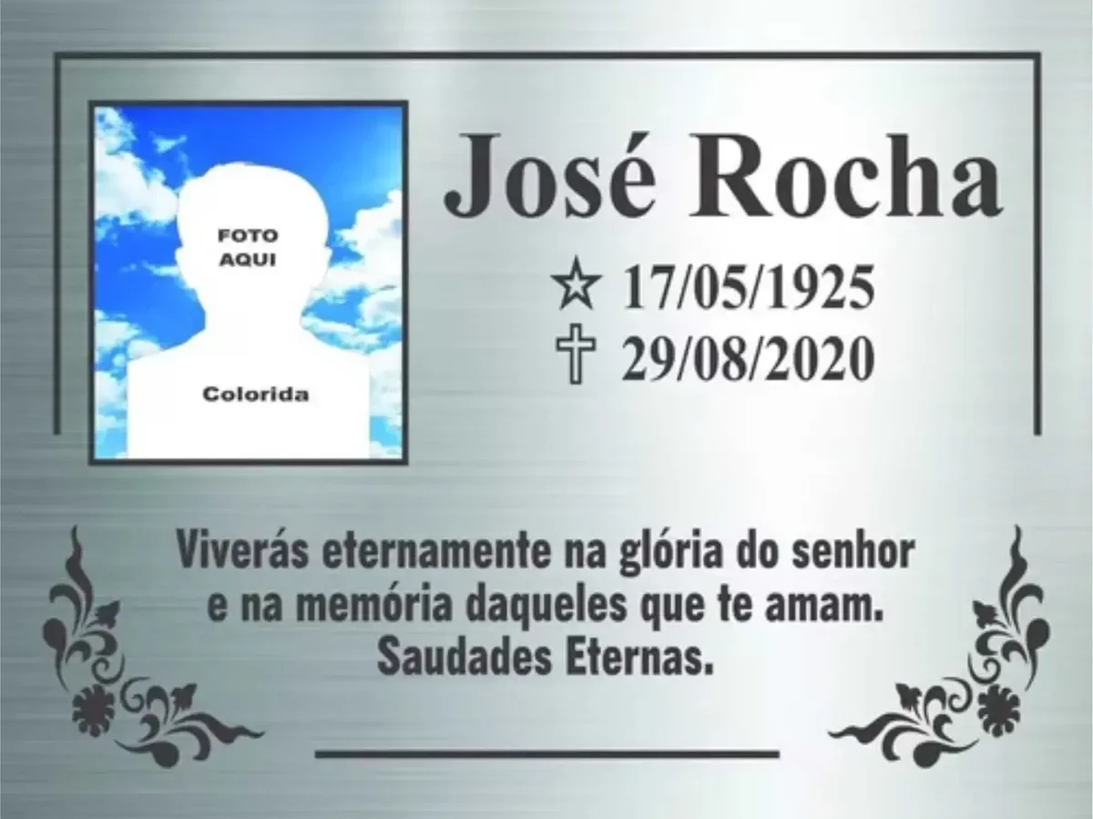 placa para túmulo em aço inox 30x40 cm com foto em porcelana - imagem 2