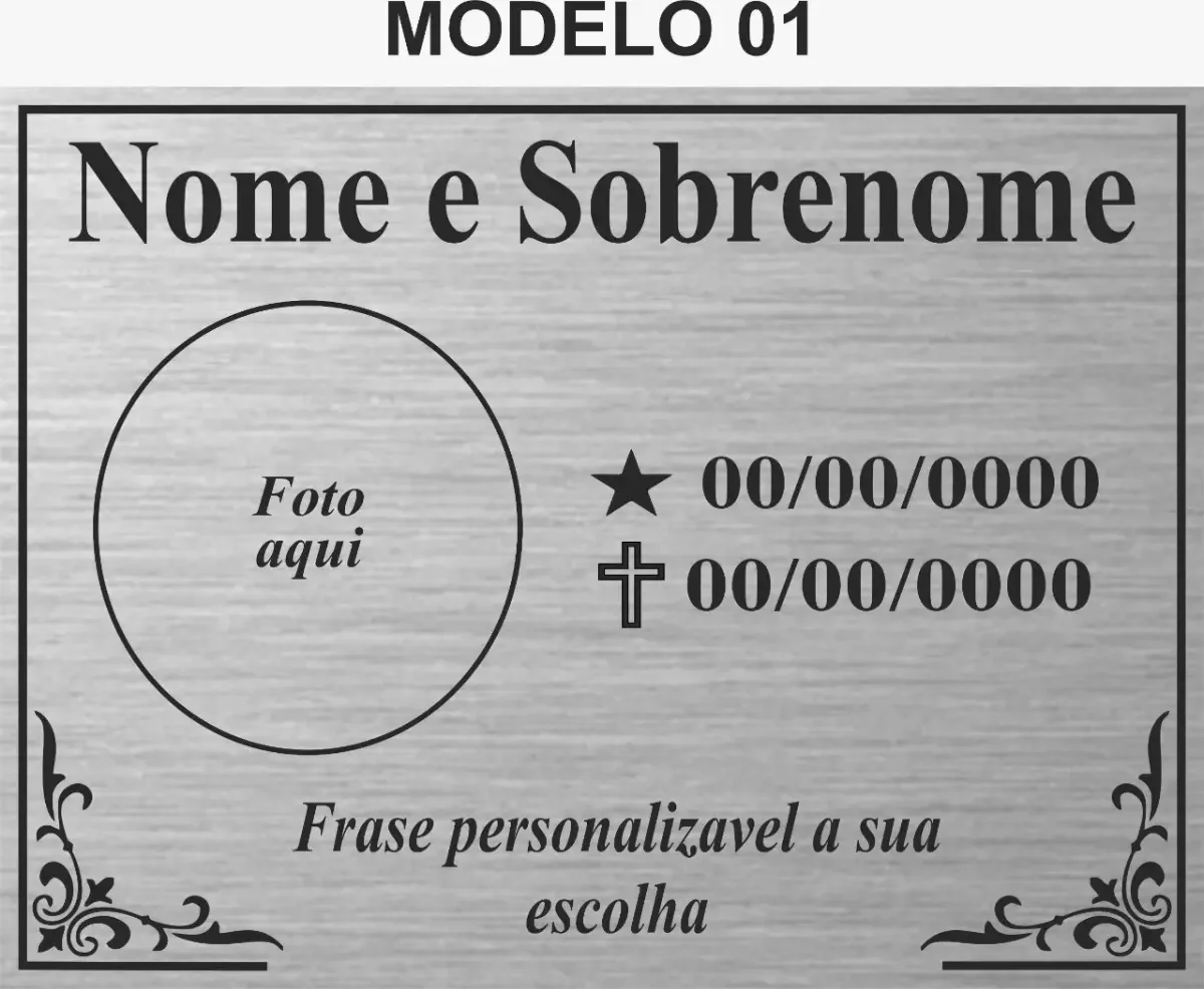 placa para túmulo em aço inox escovado 15x25 cm com foto colorida - imagem 4