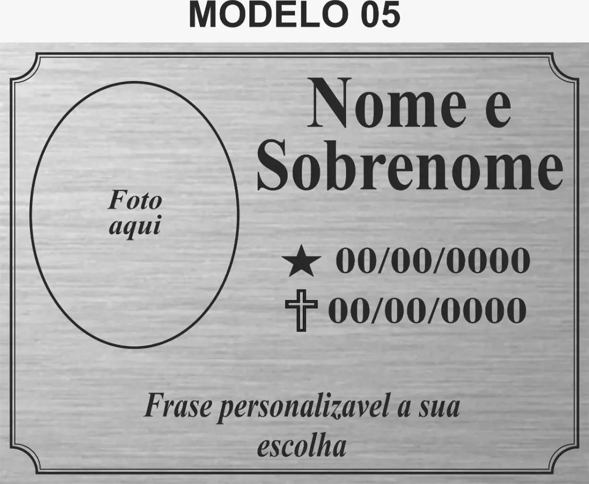 placa para túmulo em aço inox escovado 15x25 cm com foto colorida - imagem 5