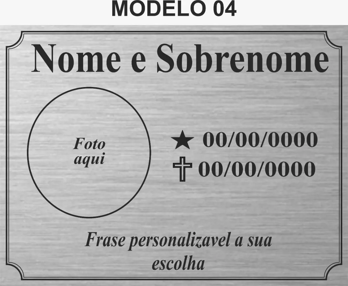 placa para túmulo em aço inox escovado 15x25 cm com foto colorida - imagem 6