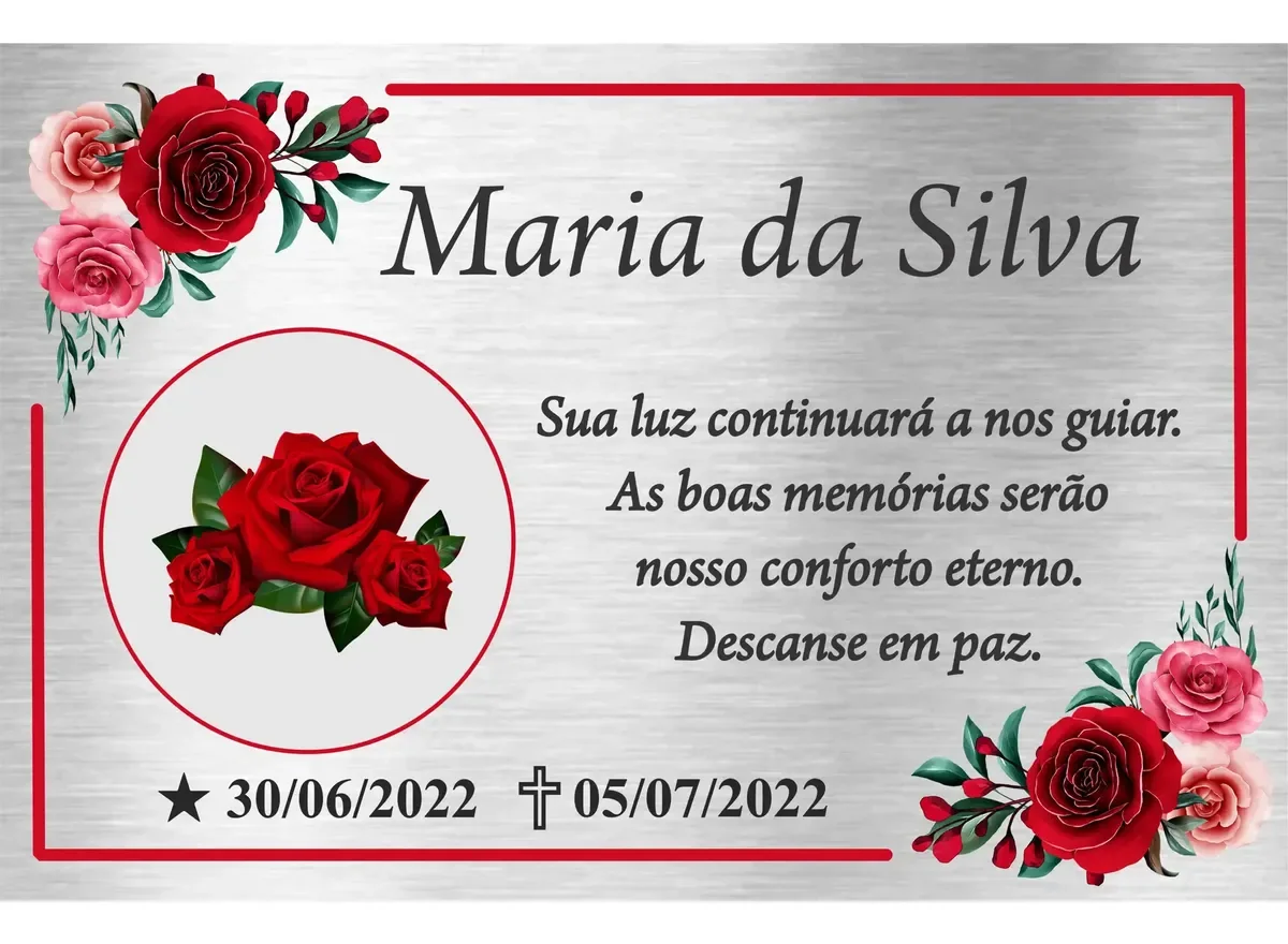 Placa para Túmulo em Aço Inox 15x25 cm com Foto
