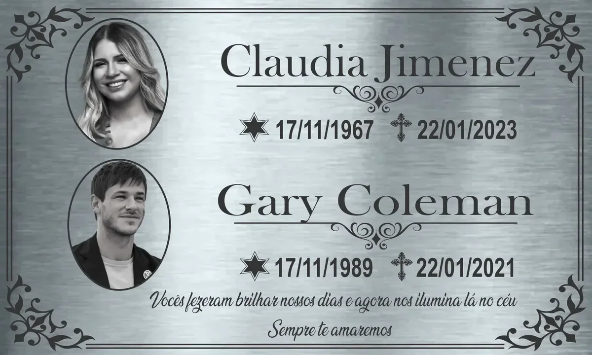placa para túmulo em aço inox personalizada Placa para Túmulo em Aço Inox 25x15 cm com 2 Fotos - imagem 2
