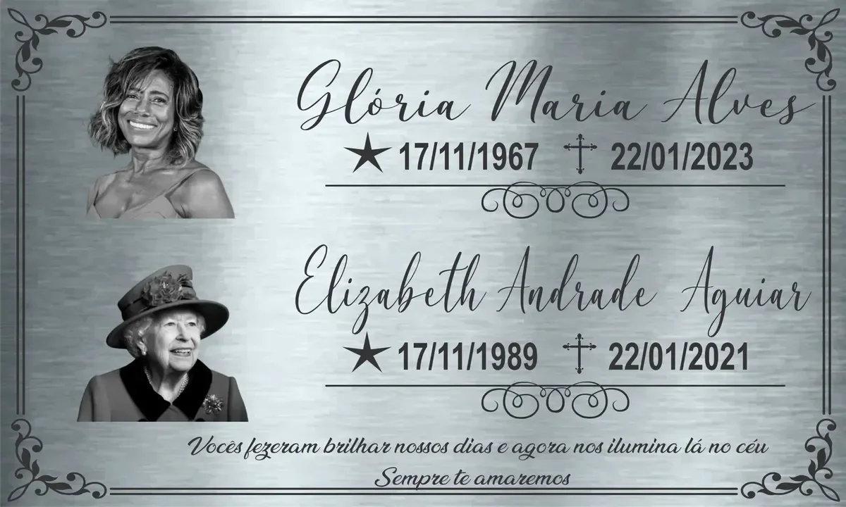 placa para túmulo em aço inox personalizada Placa para Túmulo em Aço Inox 25x15 cm com 2 Fotos - imagem 3
